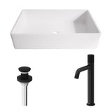 Magnolia White Bathroom Sink/Basin Set with Apollo Faucet and Rectangular Composite Vessel