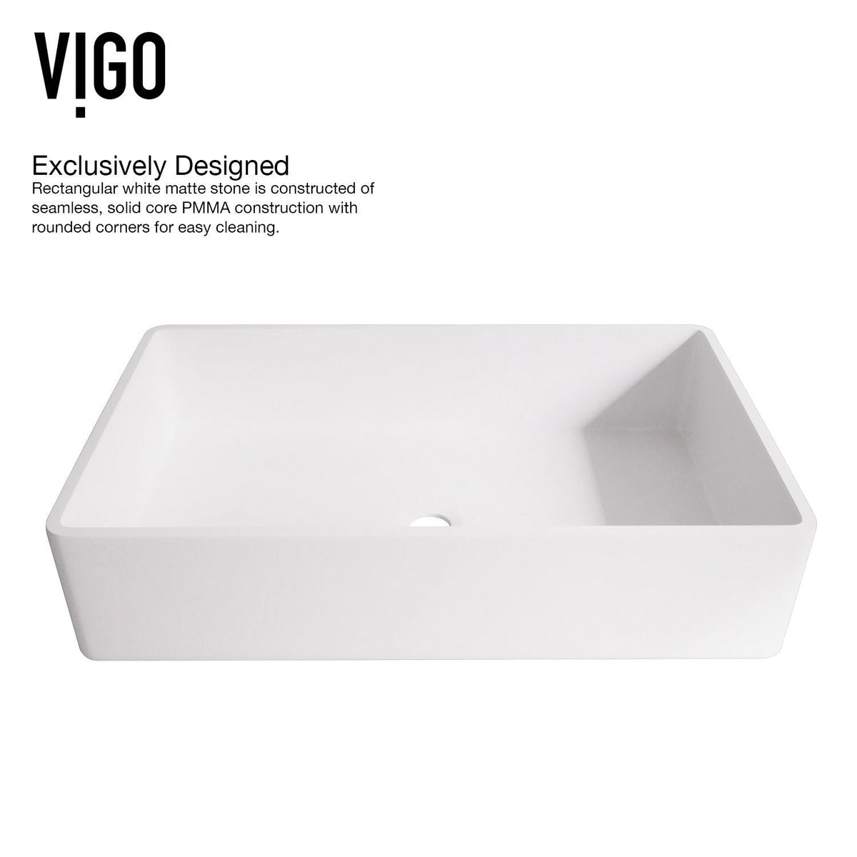 Magnolia White Bathroom Sink/Basin Set with Apollo Faucet and Rectangular Composite Vessel