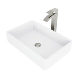 Magnolia White Bathroom Sink/Basin Set with Duris Faucet and Rectangular Composite Vessel
