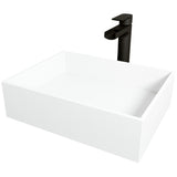 Montauk White Bathroom Sink/Basin Set with Amada Faucet and Rectangular Composite Vessel