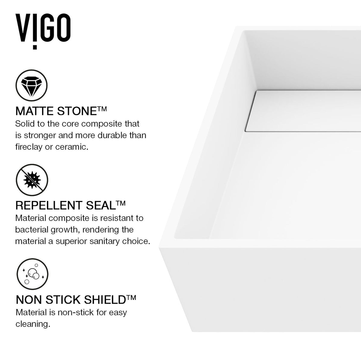 Montauk White Bathroom Sink/Basin Set with Amada Faucet and Rectangular Composite Vessel