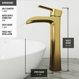 Niko Single Handle Single-Hole Bathroom Vessel Faucet in Matte Brushed Gold