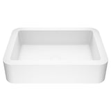 Petunia Matte Stone Rectangular Composite Vessel Bathroom Sink/Basin with Rounded Edges & Deep Bowl, White