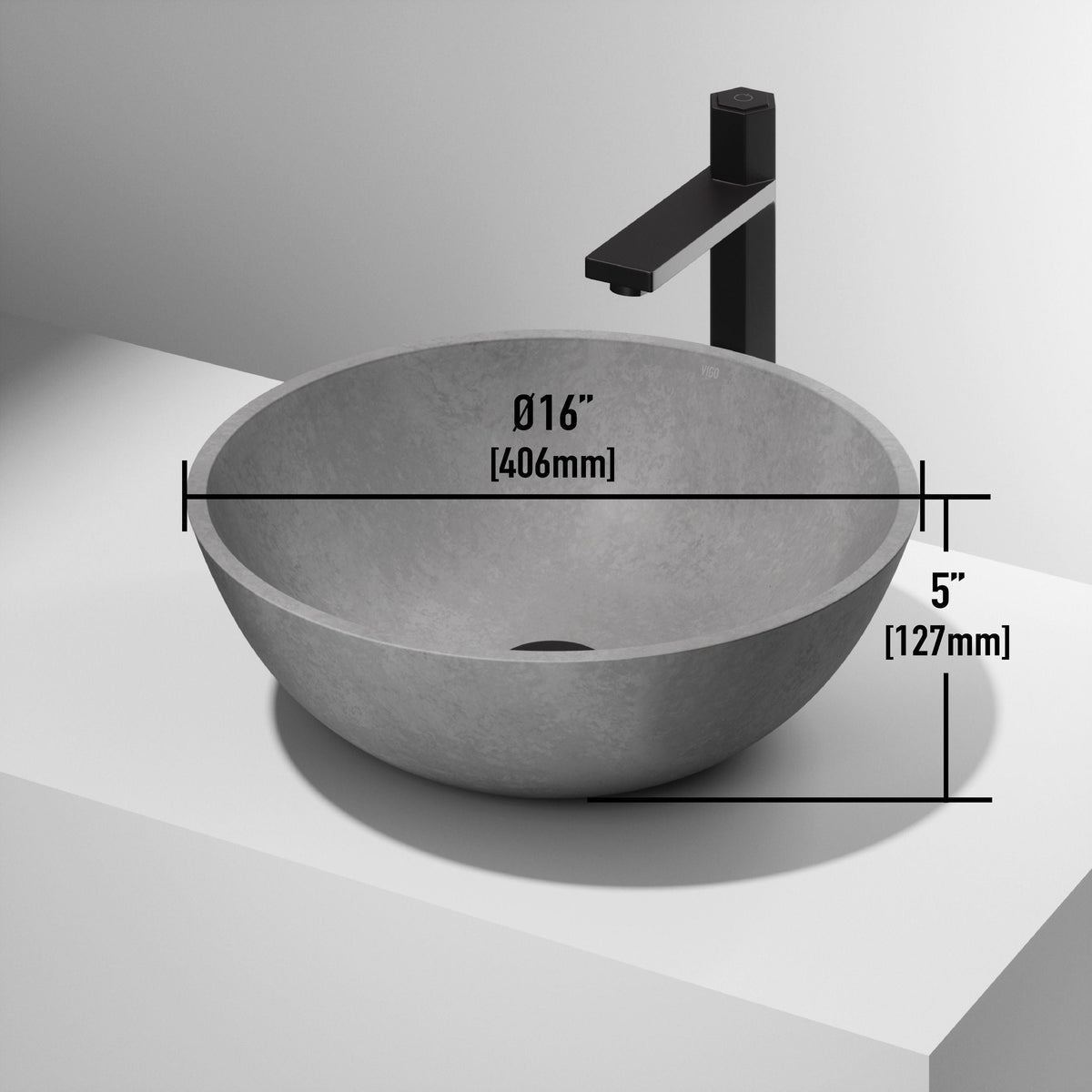 Ravenna Gothic 16x16-in Deep Grey Bathroom Sink/Basin with Round Vessel