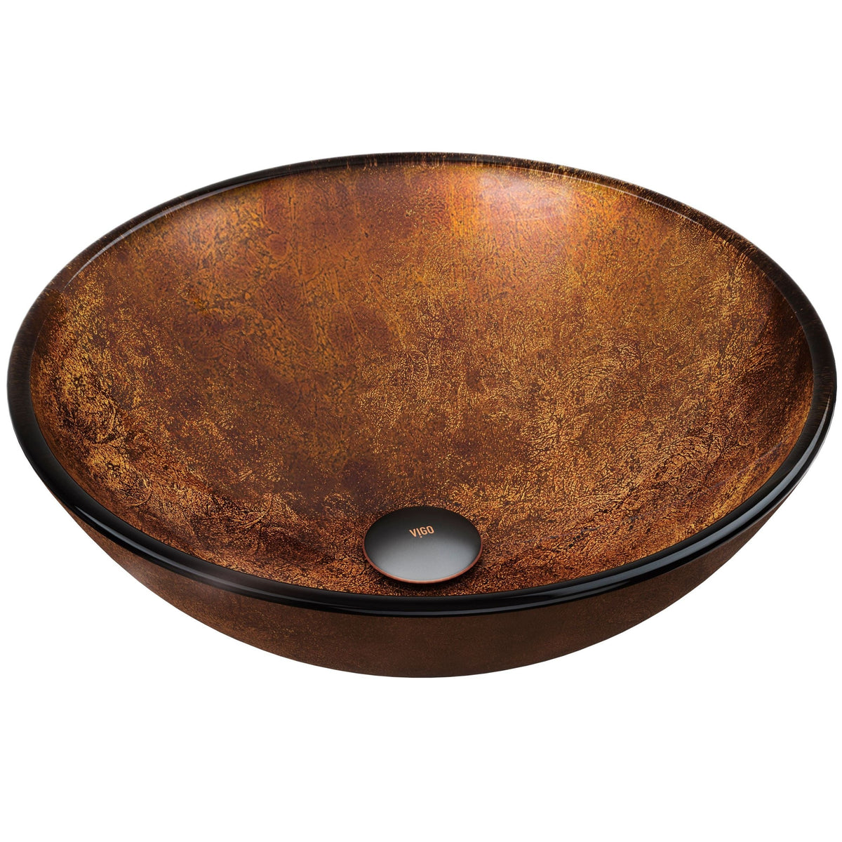 Round Glass Vessel Bathroom Sink/Basin with Deep Bowl, Russet