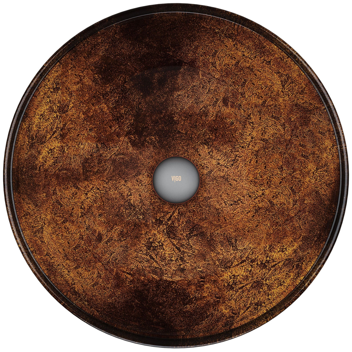 Round Glass Vessel Bathroom Sink/Basin with Deep Bowl, Russet