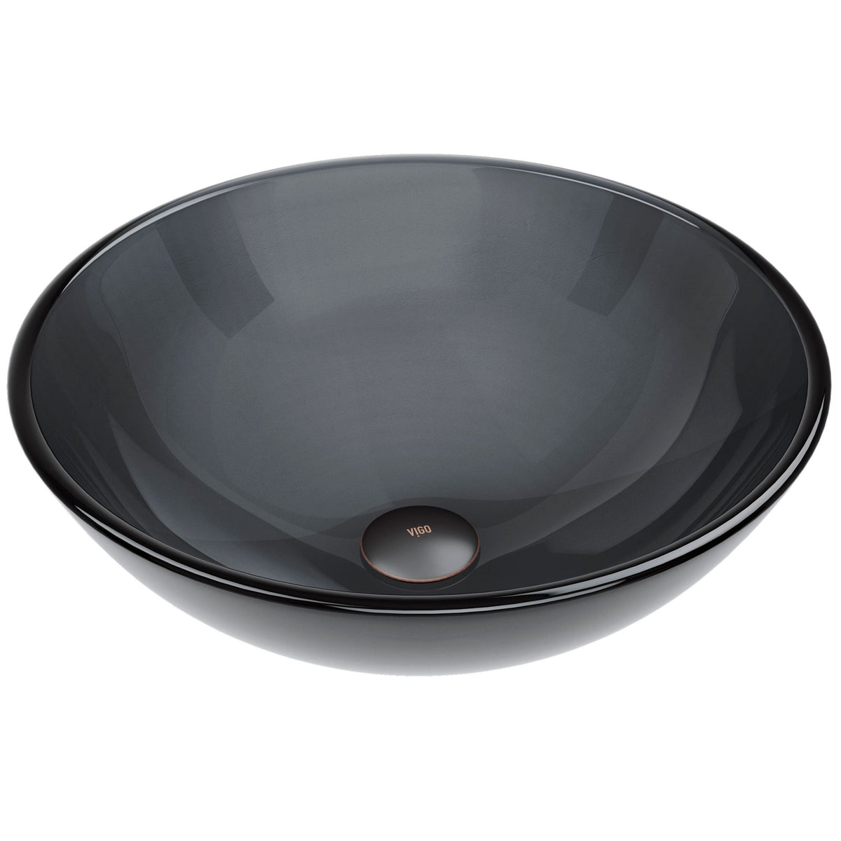 Sheer Glass Round Vessel Bathroom Sink/Basin with Deep Bowl, Black