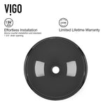 Sheer Glass Round Vessel Bathroom Sink/Basin with Deep Bowl, Black
