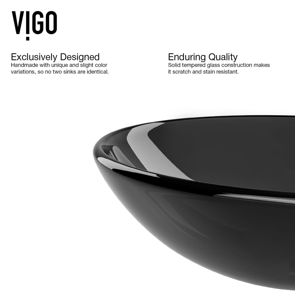 Sheer Glass Round Vessel Bathroom Sink/Basin with Deep Bowl, Black