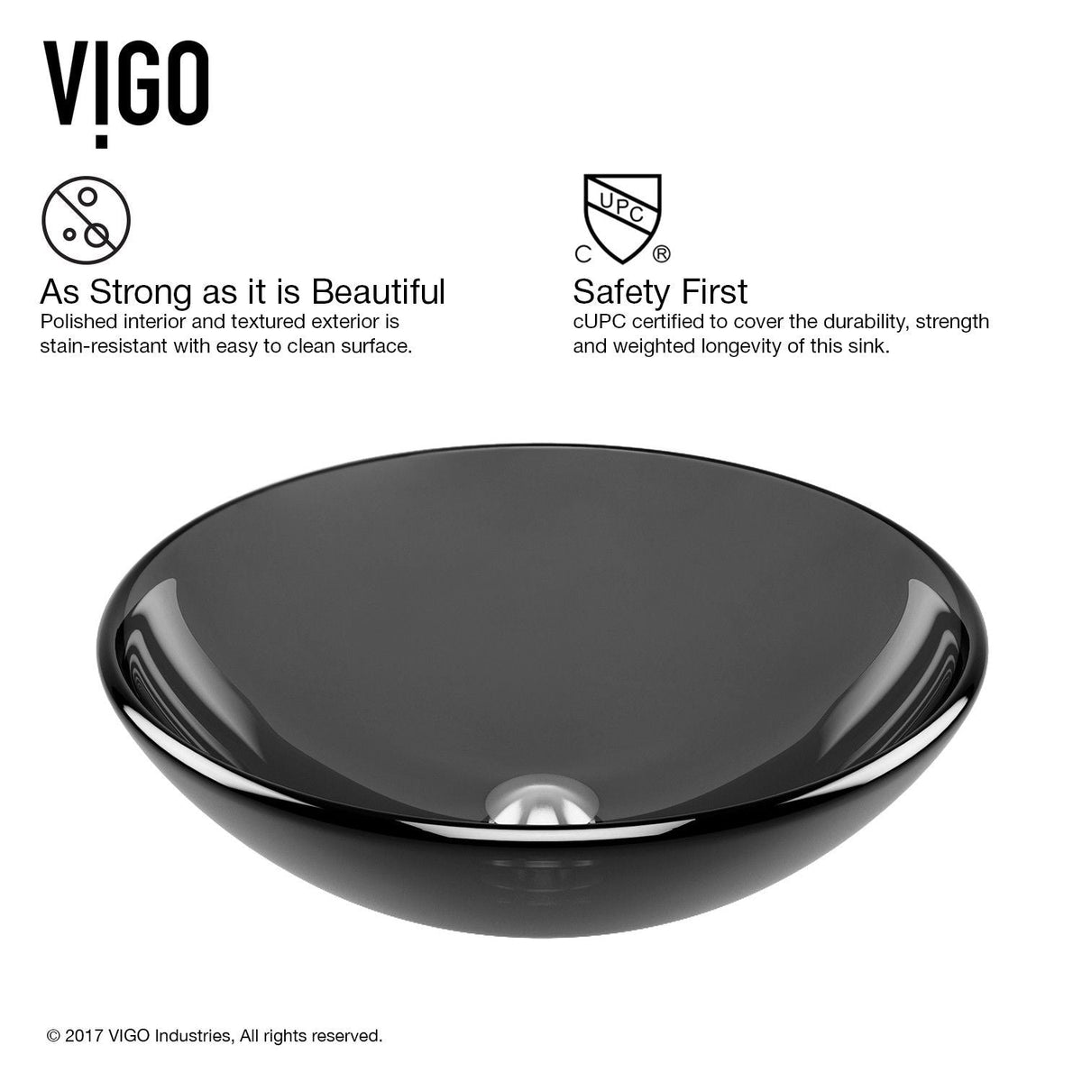 Sheer Glass Round Vessel Bathroom Sink/Basin with Deep Bowl, Black