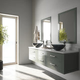 Sheer Glass Round Vessel Bathroom Sink/Basin with Deep Bowl, Black
