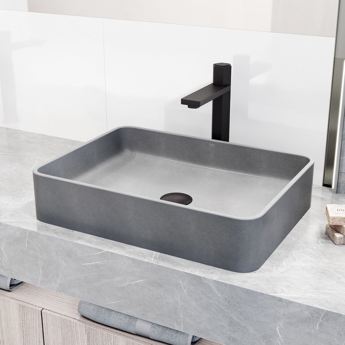 Tarragona Gothic 19x14-in Deep Grey Bathroom Sink/Basin with Rectangular Vessel