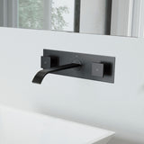Titus Wall Mount Dual Handle Bathroom Sink Faucet, Eco-Friendly 1.2 GPM Flow Rate, Matte Black
