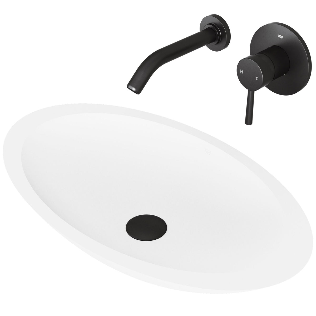 Wisteria White Bathroom Sink Set with Matte Black Olus Faucet