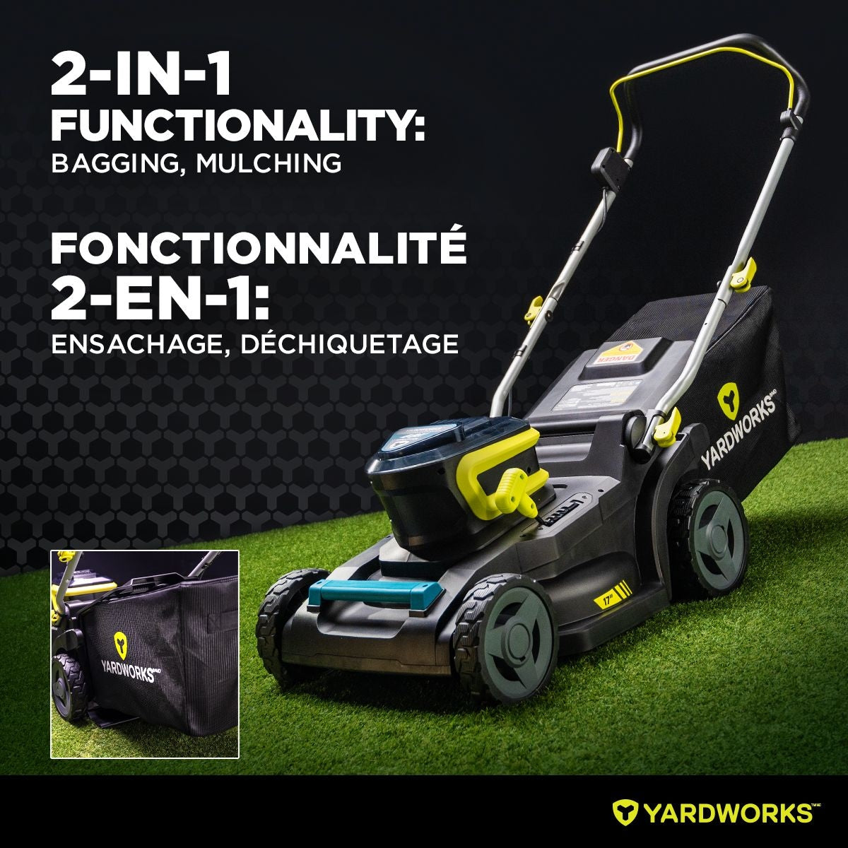 48V 2-in-1 Brushless Push Lawn Mower, 17-in with 4Ah Battery & Charger