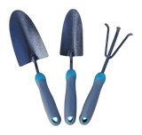 Carbon-Steel Garden Tool Set with Rubber Handles, Hammertone Finish, 3-pc